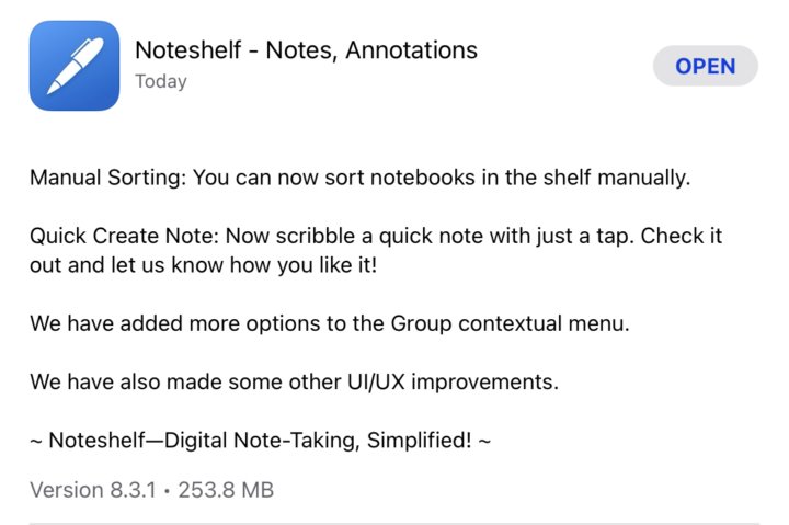 Noteshelf 8.3, find out what is new
