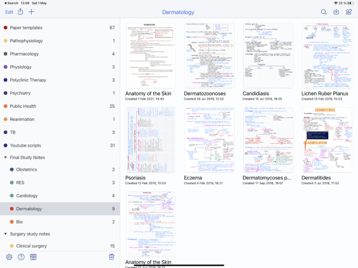 Screenshot of Notability's new thumbnail view on the homepage.
