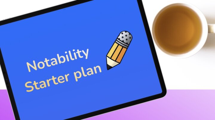 iPad Pro displaying the new logo for Notability 11.0, with a cup of tea next to it