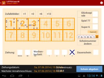 Lotto App 24 Gewinnschein am Tablet ausfüllen