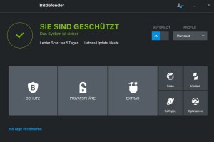 Bitdefender Hauptbildschirm