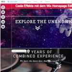 Der neue Wix Homepage Editor mit Streifen Design Konzept und Parallax Scrolling Effekte
