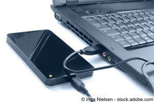 Externe Festplatte am Notebook