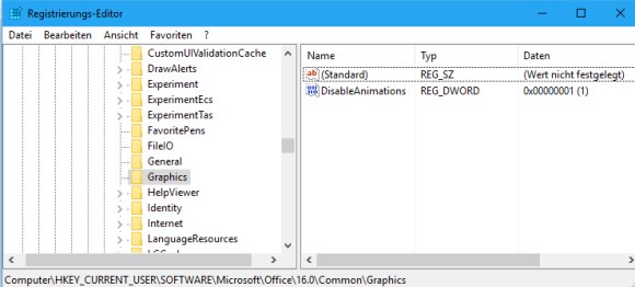 Cursor Animation in MS Office 2016 deaktivieren