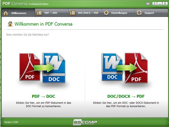 PDF Conversa - PDF Dokumente ins DOC Format konvertieren
