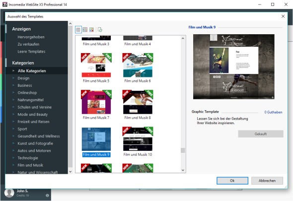 webseite x5 v14 mit 500 Templates
