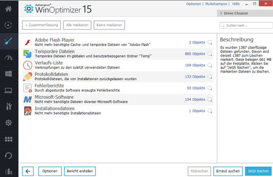 Ashampoo WinOptimizer - System warten