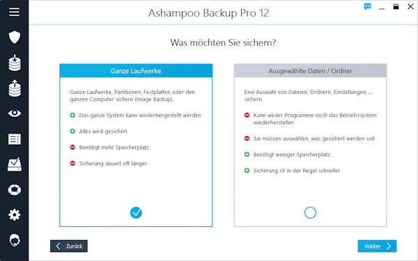 Ashampoo Backup Pro 12 - Backup Verfahren