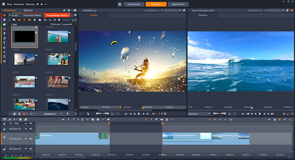 Corel Pinnacle Studio mit Drei- und Vierpunktschnitt