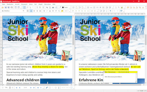 FlexiPDF 2019 Seite-an-Seite Vergleich