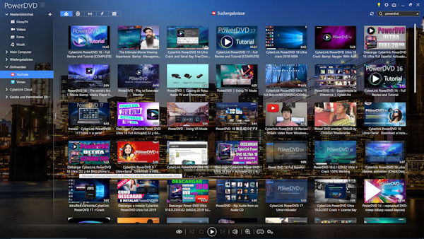 PowerDVD 19 - Youtube Inhalte wiedergeben, streamen oder für die Offline-Wiedergabe herunterladen