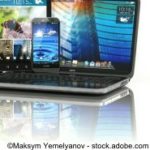 Mobile devices. Laptop, smartphone and tablet pc.