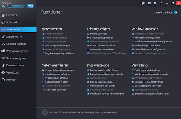 Ashampoo WinOptimizer Free Module