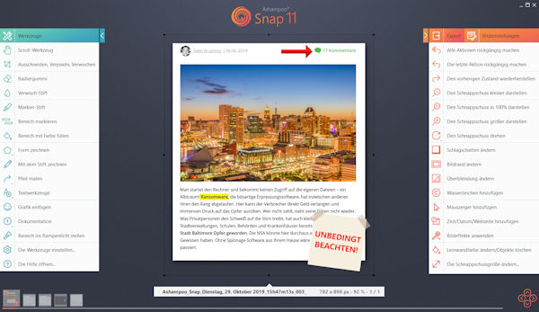 Ashampoo Snap 11 - Programm zum Erfassen und Aufbereiten von Screenshots und Bildschirm-Videos