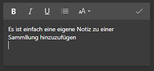 Eine Notiz in einer Sammlung im Edge Browser hinzufügen