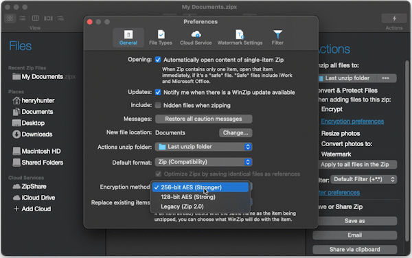 WinZip Mac 9 Pro mit 256 AES Encryption