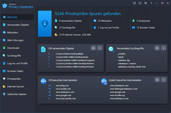 Ashampoo® Privacy Inspector Übersicht